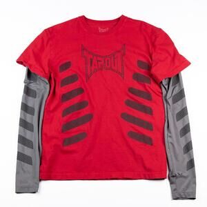 Y2K Tapout Long Sleeve Layered T Shirt Red Gray MMA Graphic Mens Large